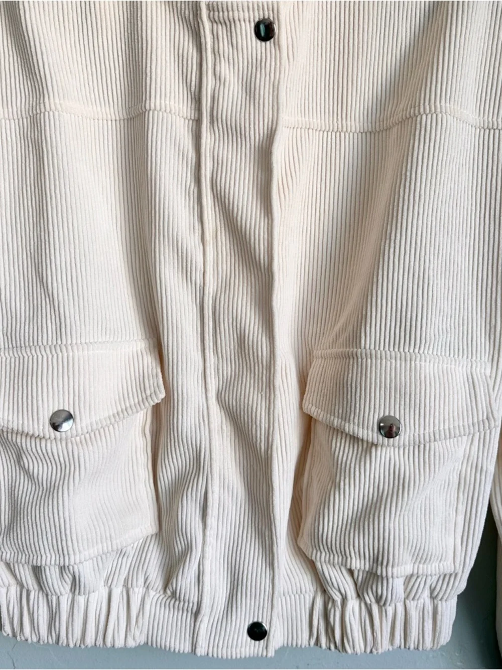 Blu Pepper Women’s Coastal Summer Cream‎ Corduroy Bomber Jacket Size Small EUC